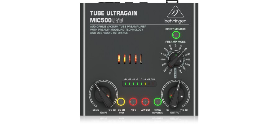 Мікрофонний підсилювач Behringer MIC500USB Tube Ultragain Мікрофонний підсилювач Behringer MIC500USB Tube Ultragain